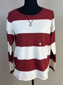 Eddie Bauer Stripe Sweatshirt Crewneck Red White Athleisure‎ Casual Top