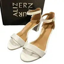 Naturalizer  Womens Vera White Heel Sandals Shoes 12 Wide New In Box