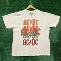 Ac/Dc Logo Distressed Rock Band T-Shirt Size 1X