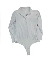 Athleta‎ River North Sage Green Long Sleeve Button Up Bodysuit Size L