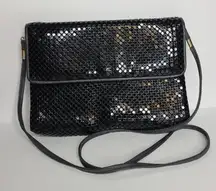 WHITING & DAVIS‎ Black Metal Mesh Crossbody Shoulder Bag Purse