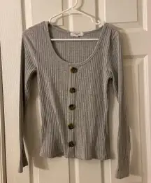 light gray rib knit long sleeve top