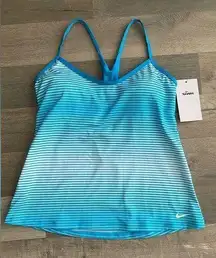 Swim Stripe Tankini Top Racer Back XSmall Bright Blue White Stripes NEW