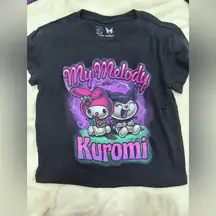 Sanrio Black Crop Top with My Melody & Kuromi