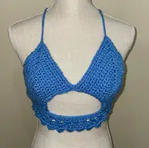 Crochet Blue Scallop Bralette Top