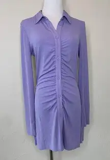Divided Purple Front Button Shirt Dress Sz Medium