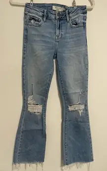 Hidden Distressed Flare Jeans