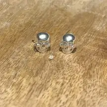 NWOT Mini CZ Skull 925 Sterling Silver Earrings
