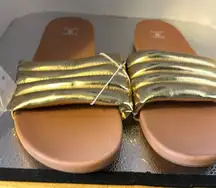 New with tag shade and shore size 12 slip on beautiful gold sandals.​