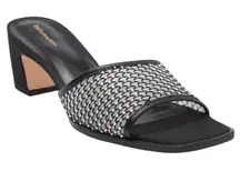 Reformation Scout Heeled Slide Sandal Rhinestone Mesh Black Size 9