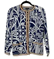 Carlisle Collection NWOT Knit Cardigan Tank Set Floral Print Navy Brown White XS