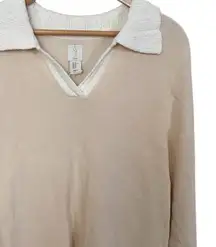 NWT Joie Creme Crochet V-Neck Quarter Sleeve Sweater