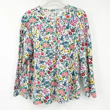 Style &‎ Co Womens Cottagecore Spring Long Sleeve Floral Blouse Popover Shirt 2X