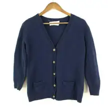 Everlane V-Neck Two Pocket Cashmere Cardigan Navy S