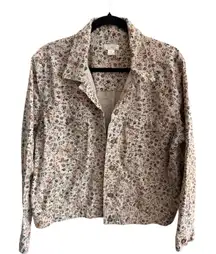 Western Linen Autumn Ditzy Leaf Print Jacket Fall Layering Teacher Country XL