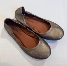 Lucky Brand Gold Leather Slip On Ballet Flats Womens 7 Comfort Shoes Fall Casual