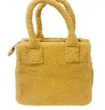 J. Crew Small Tan Sherpa Structured Mini Tote Bag Fleece NEW