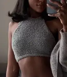 NWOT SKIMS Smoke Gray Cozy Knit Halter Bra Top