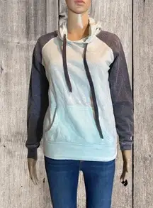 Essentials by Full Tilt Raglan Pullover Hoodie Burnout Gray Aquamarine