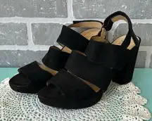 Naturalizer FREEMA Womens Black Faux Suede Block Heel Platform Sandals Sz. 7.5