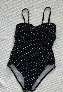 Shade & Shore Black and White Polka Dot One Piece Swimsuit