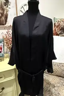 Victoria's Secret Black Satin Robe Intimates Sleepwear