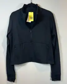 All In Motion Womens Femme Knit 1/2 Zip Pullover Jacket Black Thumb Holes NEW XL