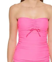 DKNY Women's Bandeau Bow Tankini Top Swimsuit Pink Size Small NWT