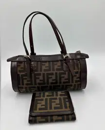 FENDI Zucca Mini Boston Handbag and Compact Wallet