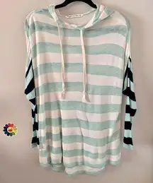 ⚓️✌🏼Nautical Striped Hoodie w/ Contrasting Sleeves Oversized✌🏼⚓️ ~med