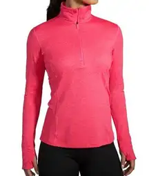 Brooks Dash 1/4 Zip Running Shirt UPF 45 DriLayer Wicking Thumb Holes Pink M