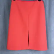Ann Taylor Red Orange A-line Skirt Front Slit 12 Petite Double Weave New Career