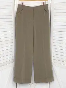 East 5th  Petite Cuffed Wide Leg Dress Pants Trousers Taupe Brown 8P