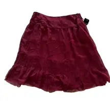 New Vertigo Paris Pleated Casual Lined Chiffon Silk Merlot Skirt sz 8