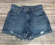 Marine Layer Indigo Dye Medium Wash Sasha Cut Off High Rise Distressed Denim 26