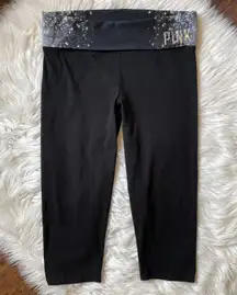 Black Fold Over Yoga Crop Legging