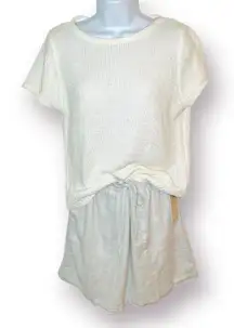 Martha Stewart Crean Sweater Blue Stripe Skort Set Mini Skirt Textured M NWT