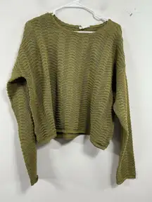 Womans NWT The Drop Cropped Pullover Sweater XXL Olive Green Crochet