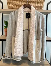 Jack Open Front Sherpa Cardigan Sweater Knit w/Pockets, S