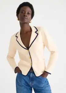 J.Crew Tipped Sweater Blazer Ivory White XS Button Cardigan Sweater