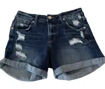 Silver Jeans Women Sz 27 Boyfriend Mid-Rise Cuffed Shorts Distressed