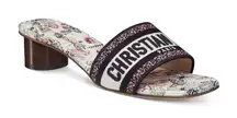 Dior DWAY HEELED SLIDE White Cotton Embroidered Libellule Camouflage Motif