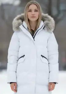 NWT $300 Canada Weather Gear White Puffer Parka Jacket Faux Fur Hood XL Ski