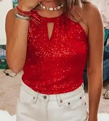 Red Sequin Top