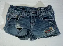 Miss Me Y2K Low Rise Shorts Size 25 Embellished Beaded Distressed Denim