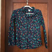 J.Crew  cherry print button down shirt size S