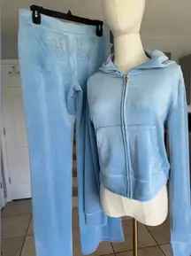 Juicy couture Blue Velour Tracksuit with Rhinestone Logo size medium