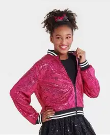 NWT Hyde & Eek! Boutique Adult Pink Sequin Bomber Jacket‎ – One Size
