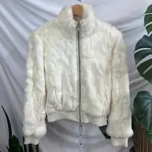 wilson's leather VINTAGE  Maxima Pure Rabbit Fur Bomber Jacket, white