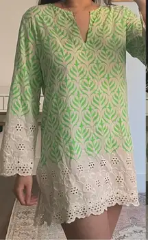 Roberta Roller Rabbit Womens Boho‎ Eyelet Long Sleeve Tunic Top Swim Coverup M